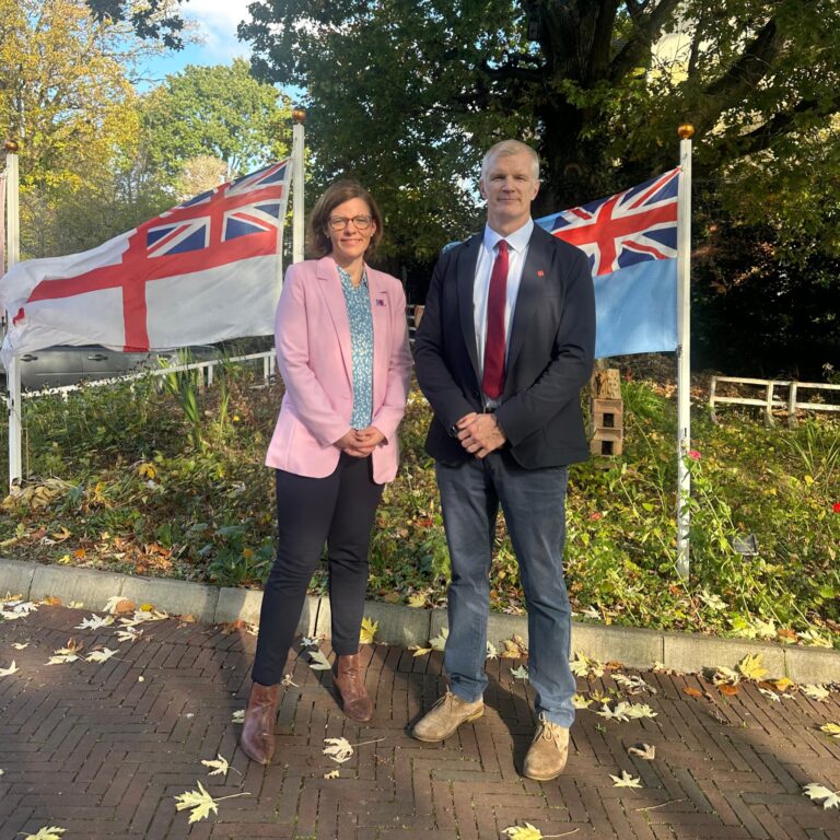 MP for Aldershot Alex Baker (left) and Minister for Veterans and People Al Carns (right) visiting Centenary Lodge