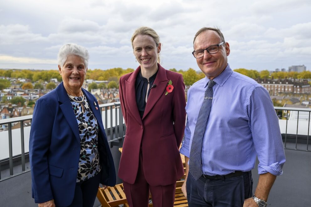 Louise Sandher-Jones MP with residents Val and Matthew